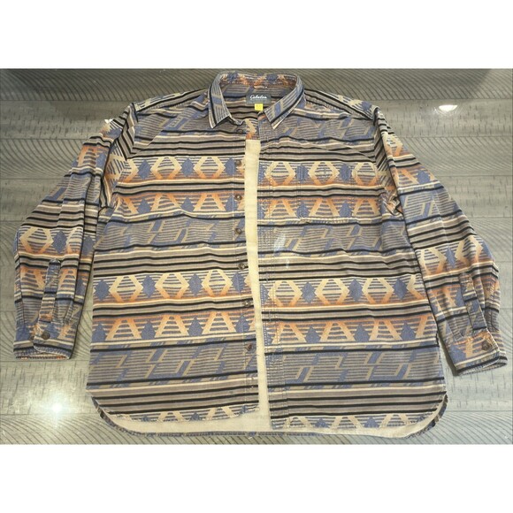 Cabela's Shirt Mens size 2XLT Chamois Button-up Deer Skin Soft Aztec Print - Picture 1 of 7